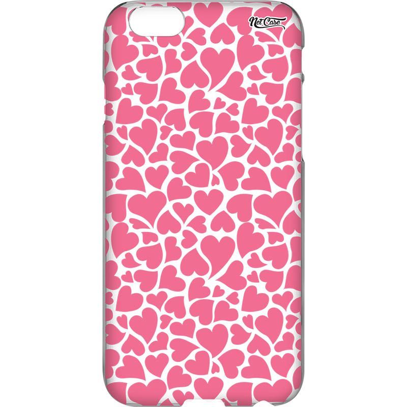 Capa Silicone NetCase Transparente Corações Rosa