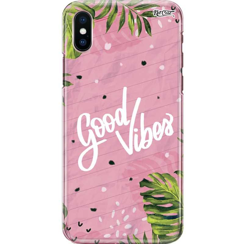 Capa Silicone NetCase Chapada Madeira Folhas Good Vibes