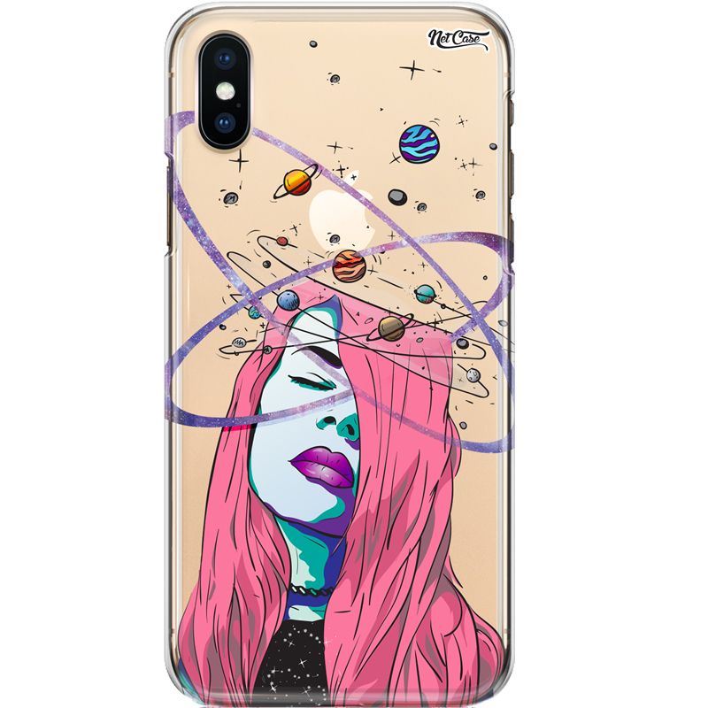 Capa Silicone NetCase Transparente Planets of Girl: Enjoying the Space