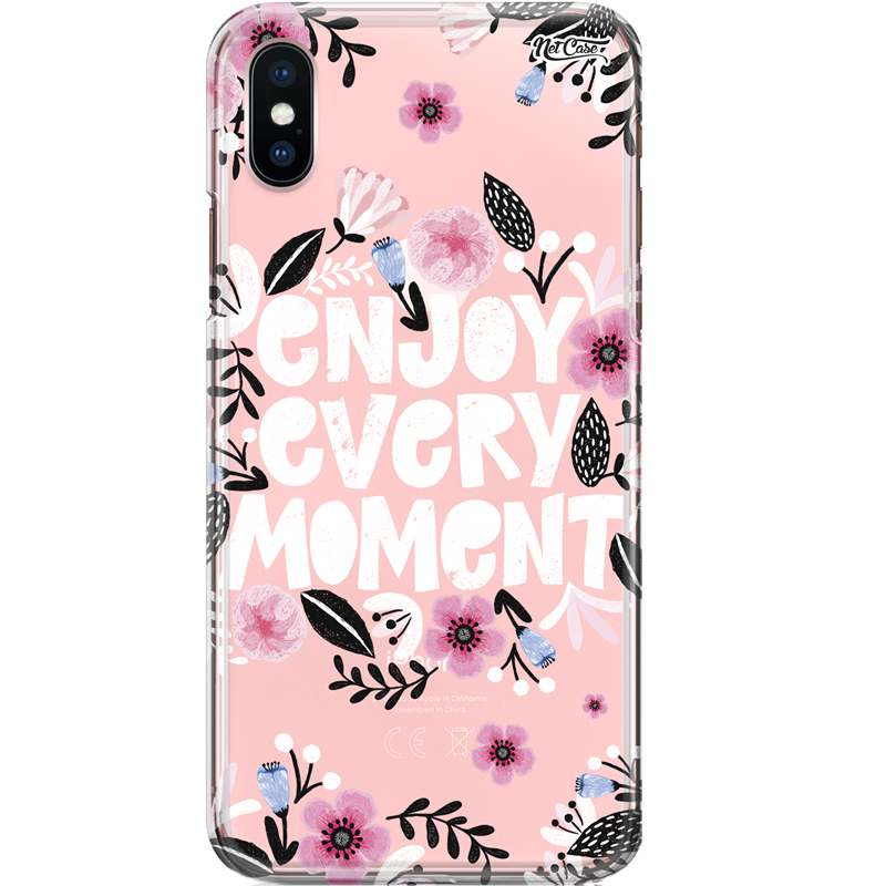 Capa Silicone NetCase Transparente Floral Enjoy Every Moment