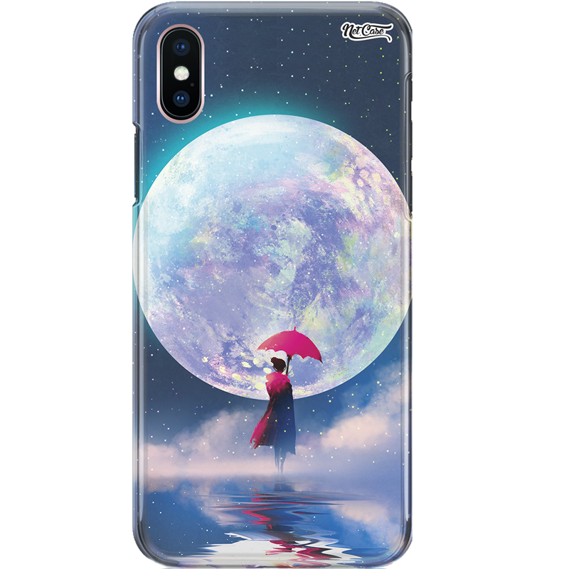 Capa Silicone NetCase Chapada Woman With Umbrella Against Full Moon