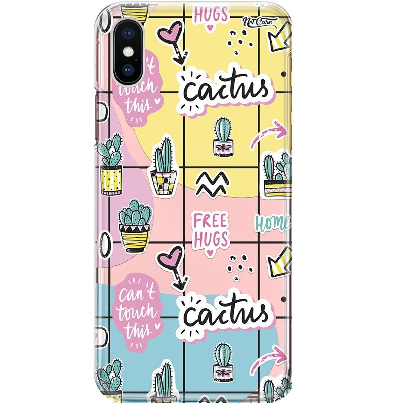 Capa Silicone NetCase Transparente Patches Cactus