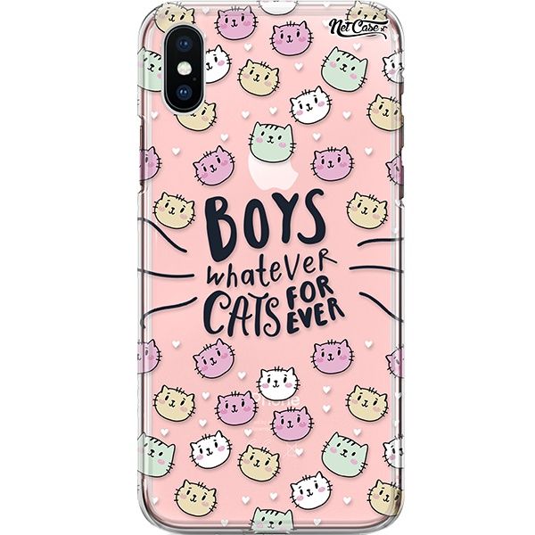 Capa Silicone NetCase Transparente Boys Whatever, Cats For Ever