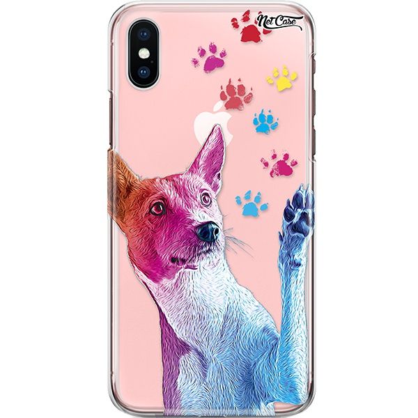 Capa Silicone NetCase Transparente Colorful Dog Paws