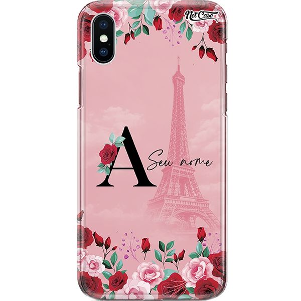 Capa Silicone NetCase Chapada Nome Eiffel Tower Roses