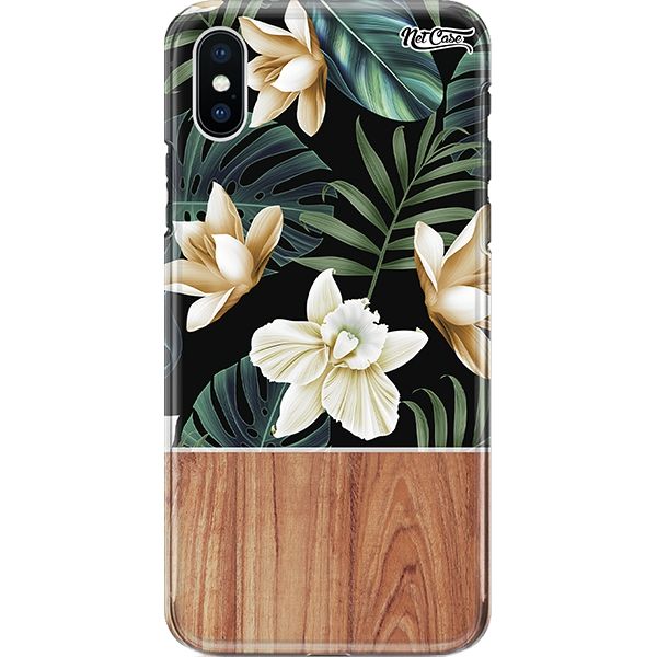 Capa Silicone NetCase Chapada White Lilies On Wood