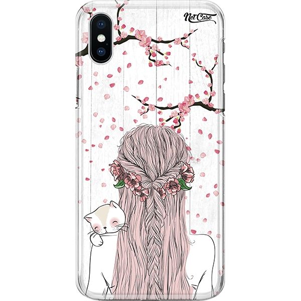 Capa Silicone NetCase Chapada Girl, Cat and Flowers