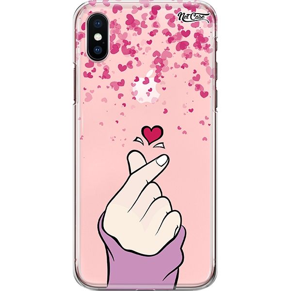 Capa Silicone NetCase Transparente Heart Petals: Finger Heart