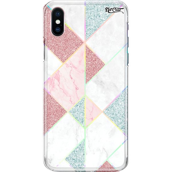 Capa Silicone NetCase Holográfica Geométrica Azul e Rosa