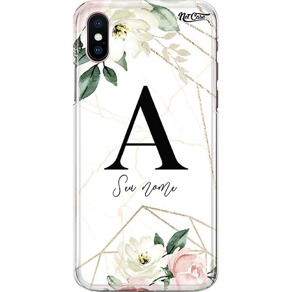 Capa Silicone NetCase Chapada Nome White Marble Roses