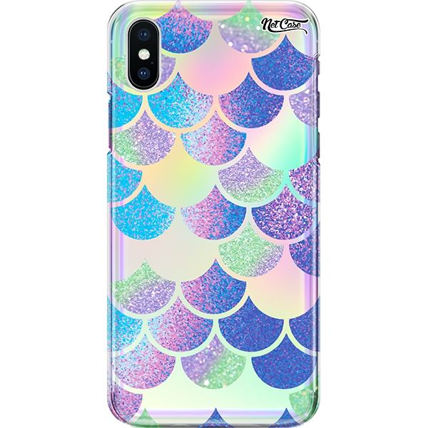 Capa Silicone NetCase Holográfica Escamas Violeta e Azul