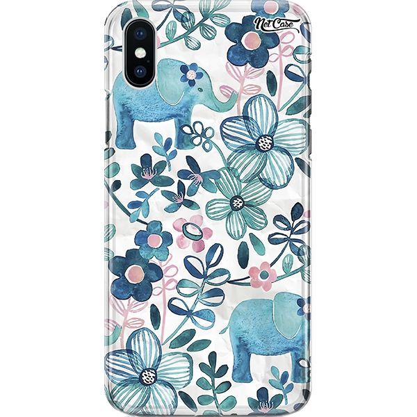 Capa Silicone NetCase Chapada Blue Elephant Flowers