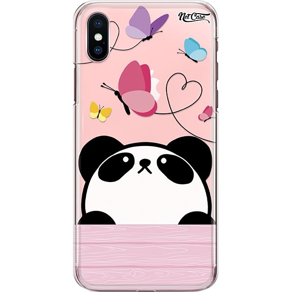 Capa Silicone NetCase Transparente Panda and Butterflies