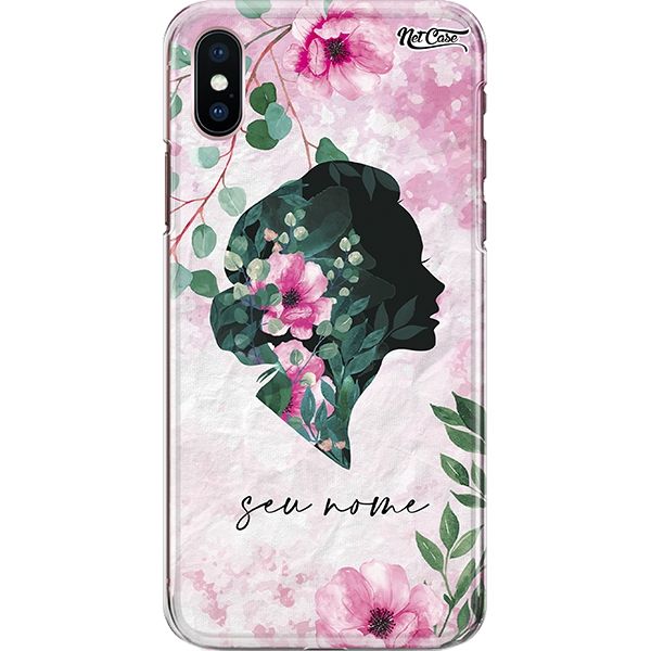 Capa Silicone NetCase Chapada Nome Watercolor Woman with Flowers