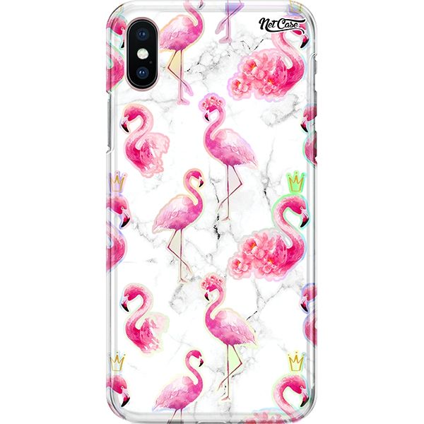 Capa Silicone NetCase Holográfica Flamingos Flowers