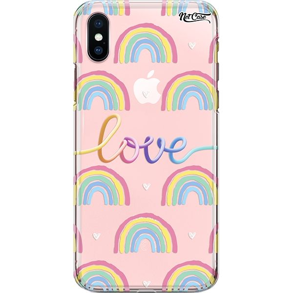 Capa Silicone NetCase Transparente Rainbow Love