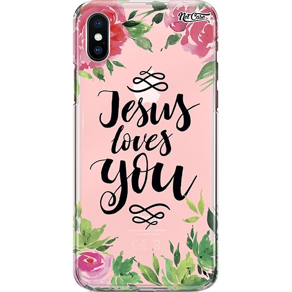 Capa Silicone NetCase Transparente Rosas Jesus Loves You