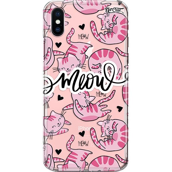 Capa Silicone NetCase Transparente Pink Cats: Meow