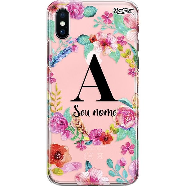 Capa Silicone NetCase Transparente Nome Bow of Colorful Flowers