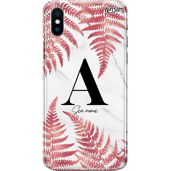 Capa Silicone NetCase Chapada Nome Red Leaves On White Marble