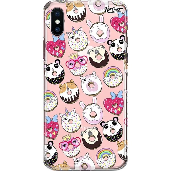 Capa Silicone NetCase Transparente Cute Donuts