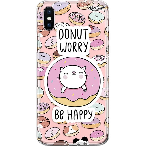 Capa Silicone NetCase Transparente Cute Donuts: Donut Worry, Be Happy