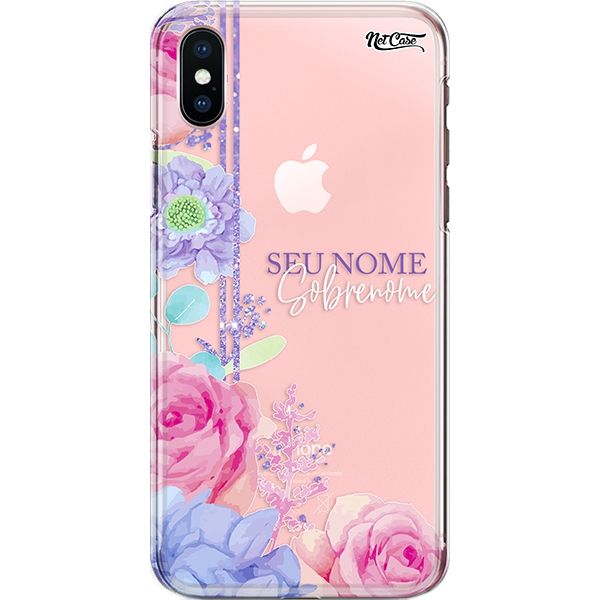 Capa Silicone NetCase Transparente Nome Pink and Lilac Flowers