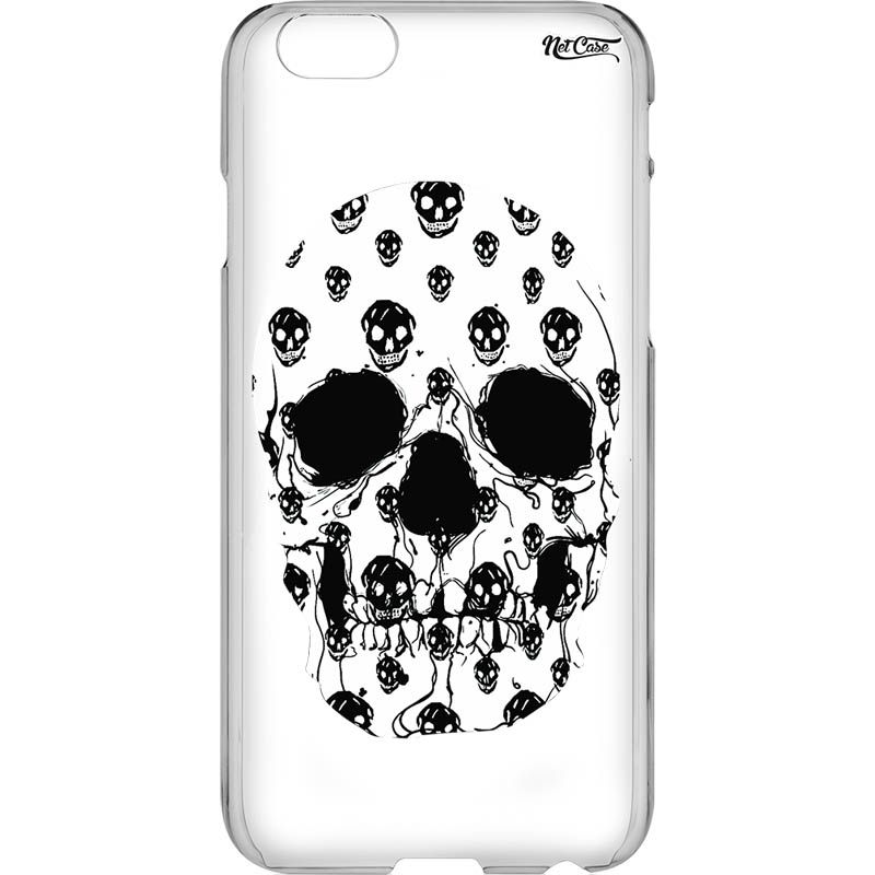 Capa Silicone NetCase Transparente Caveira Black and White