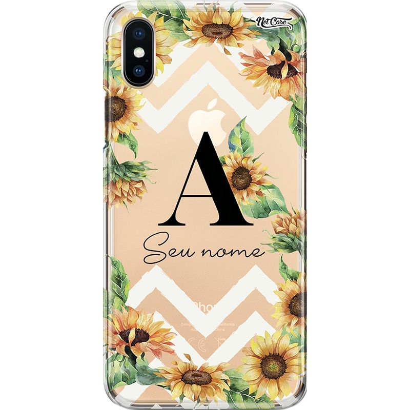 Capa Silicone NetCase Transparente Nome Zig Zag Sunflowers