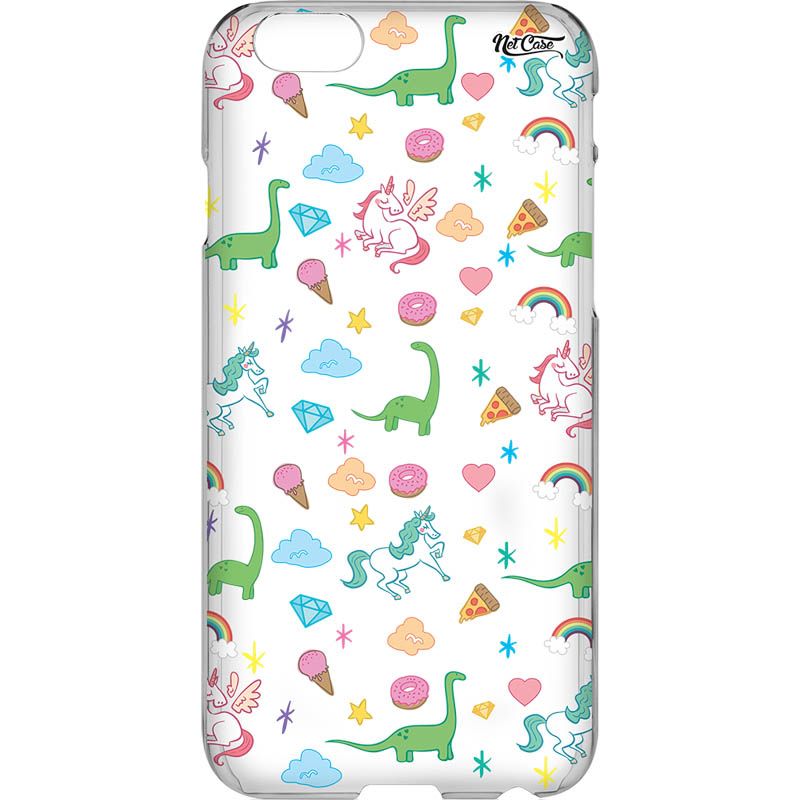 Capa Silicone NetCase Transparente Dinos & Unicorns