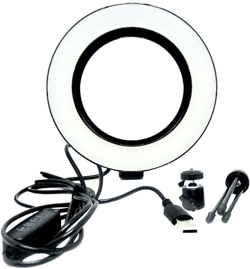 Ring Light Usb com Mini Tripé - Iluminador de Led - 8''Polegadas