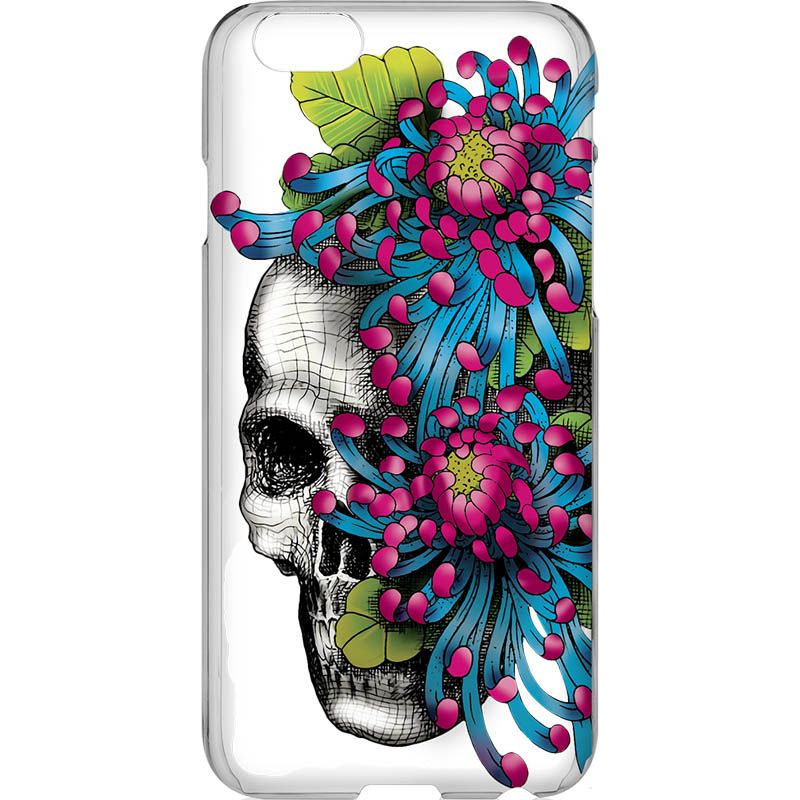 Capa Silicone NetCase Transparente Caveira Arranjo Floral