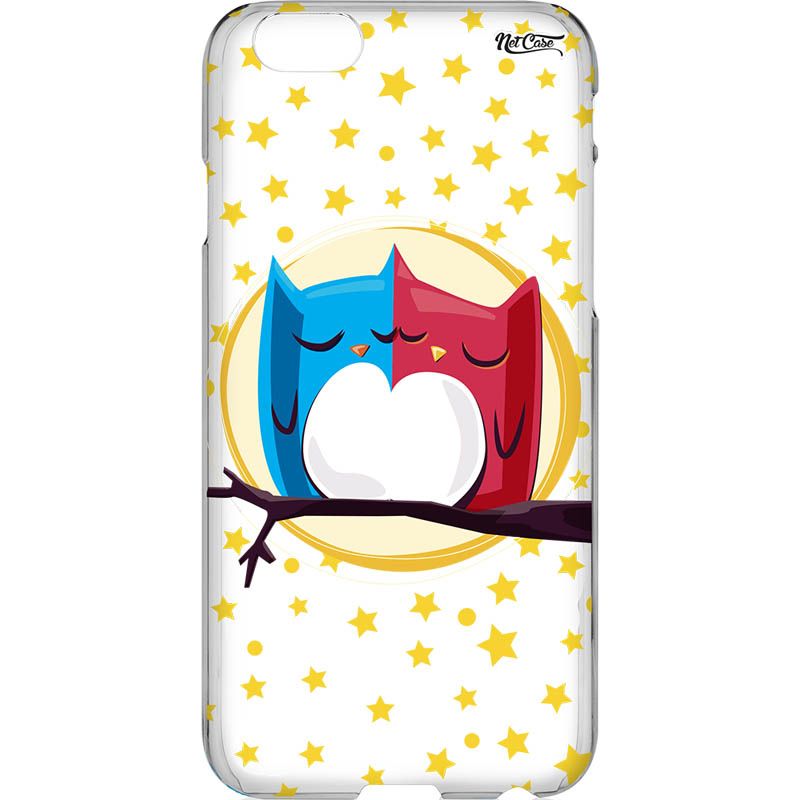 Capa Silicone NetCase Transparente Casal de Corujas no Galho