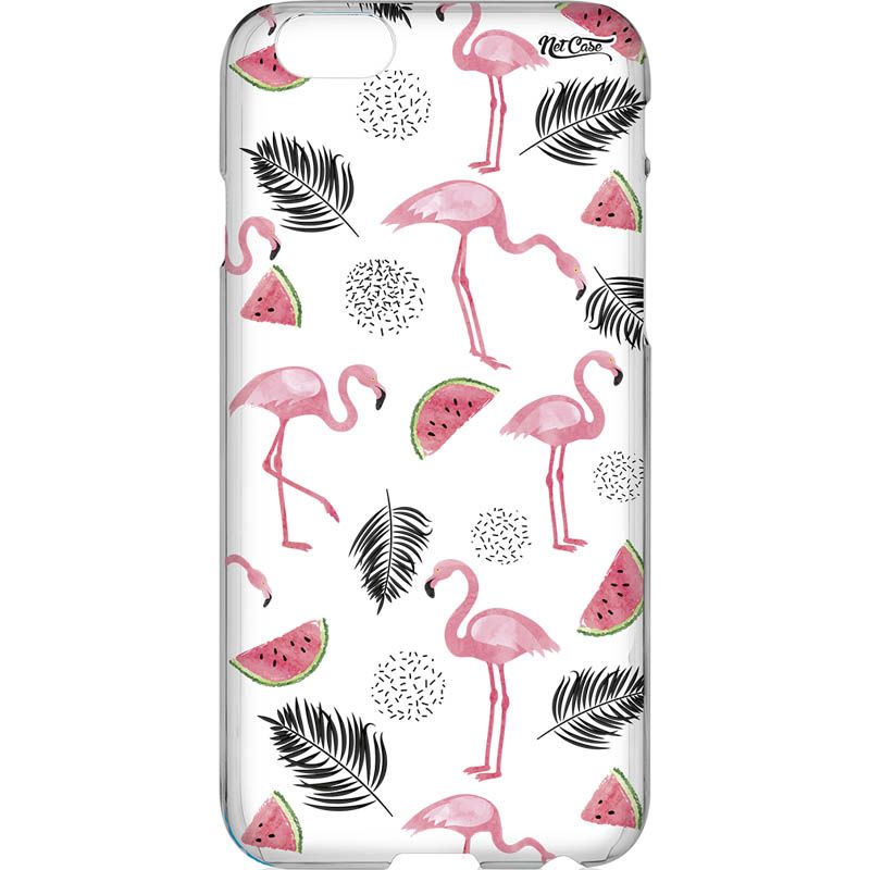 Capa Silicone NetCase Transparente Flamingos e Melancias