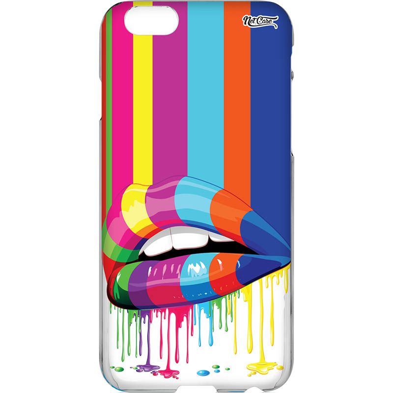 Capa Silicone NetCase Transparente Boca Arco Íris