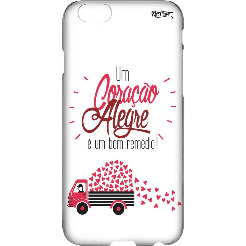 Capa Silicone NetCase Transparente ''Um Coração Alegre É Um Bom Remédio!''