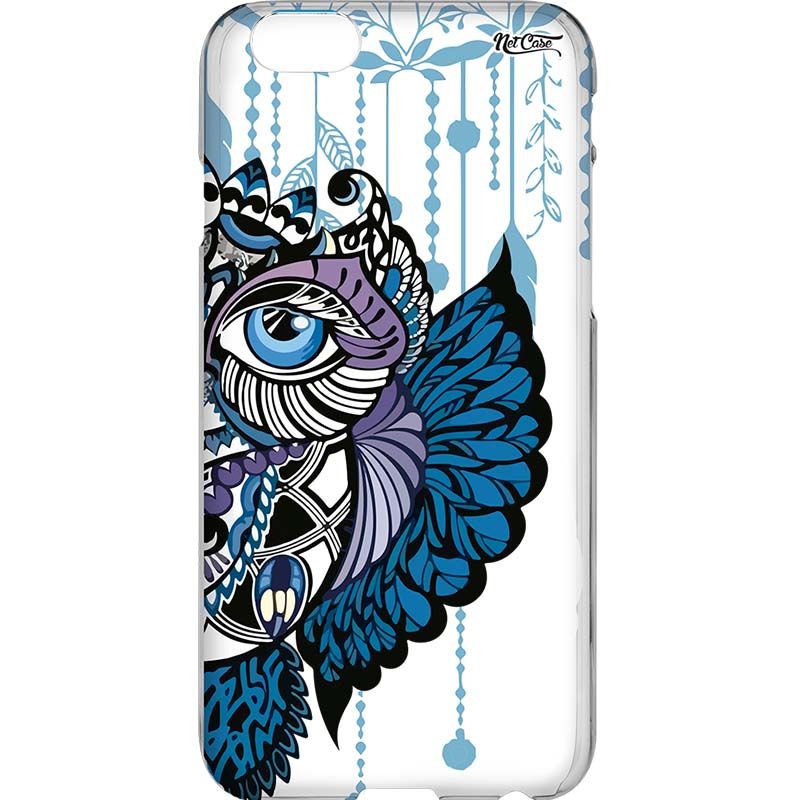 Capa Silicone NetCase Transparente Coruja Floral Azul