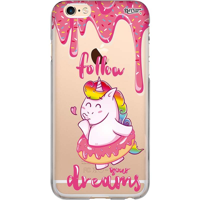 Capa Silicone NetCase Transparente Unicórnio Follow Your Dreams