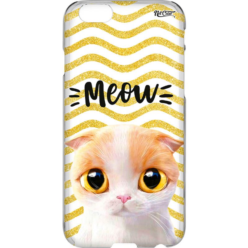 Capa Silicone NetCase Transparente Efeito Glitter Meow 