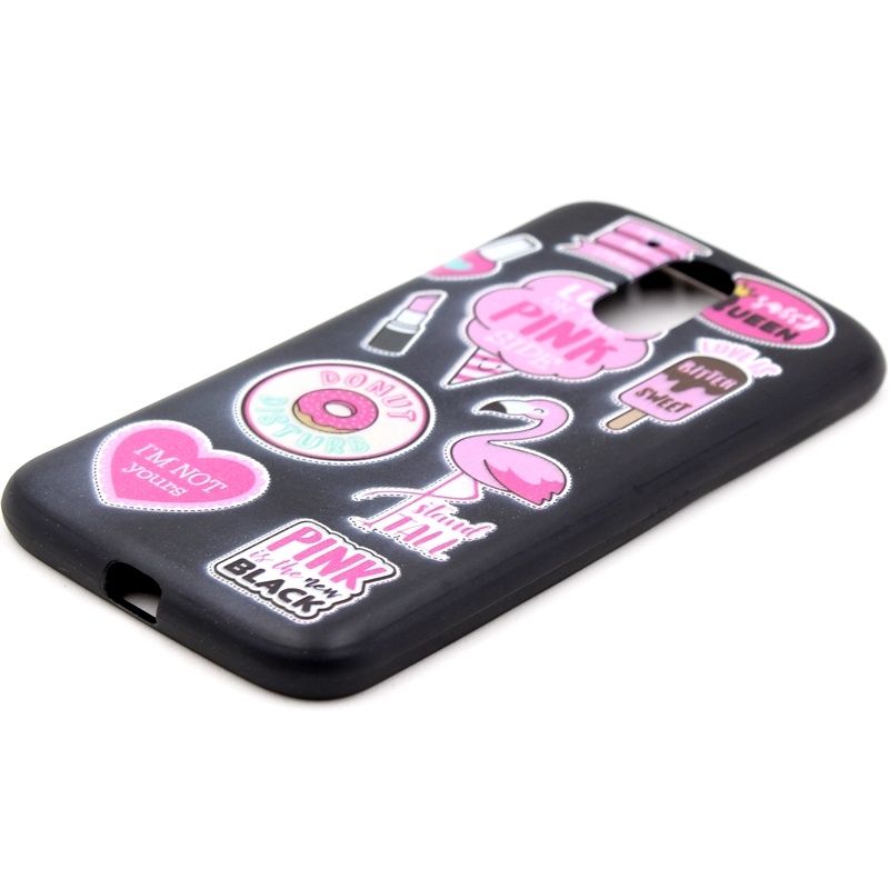 Capa Flamingo Color Pink Patch para Motorola Moto G Plus - 4° Geração - XT1640 - Preto