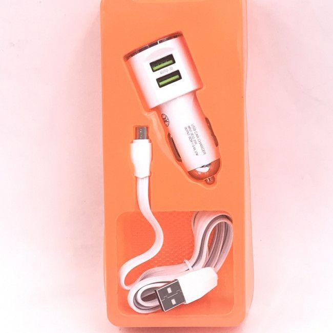 Kit Carregador Veicular Dual + Cabo Micro Usb/V8 LDNIO 3.4A - Branco