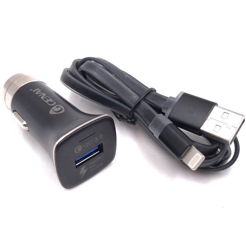 Kit Carregador Veicular Genai Usb Turbo + Cabo Usb Lightning - CC-5108 - Preto