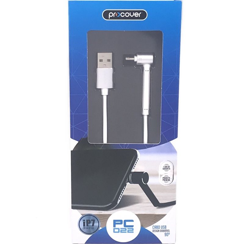 Cabo de Dados Usb Lightning com Plugue L Procover PC-022 - para IPhone/IPad/IPod - Prata