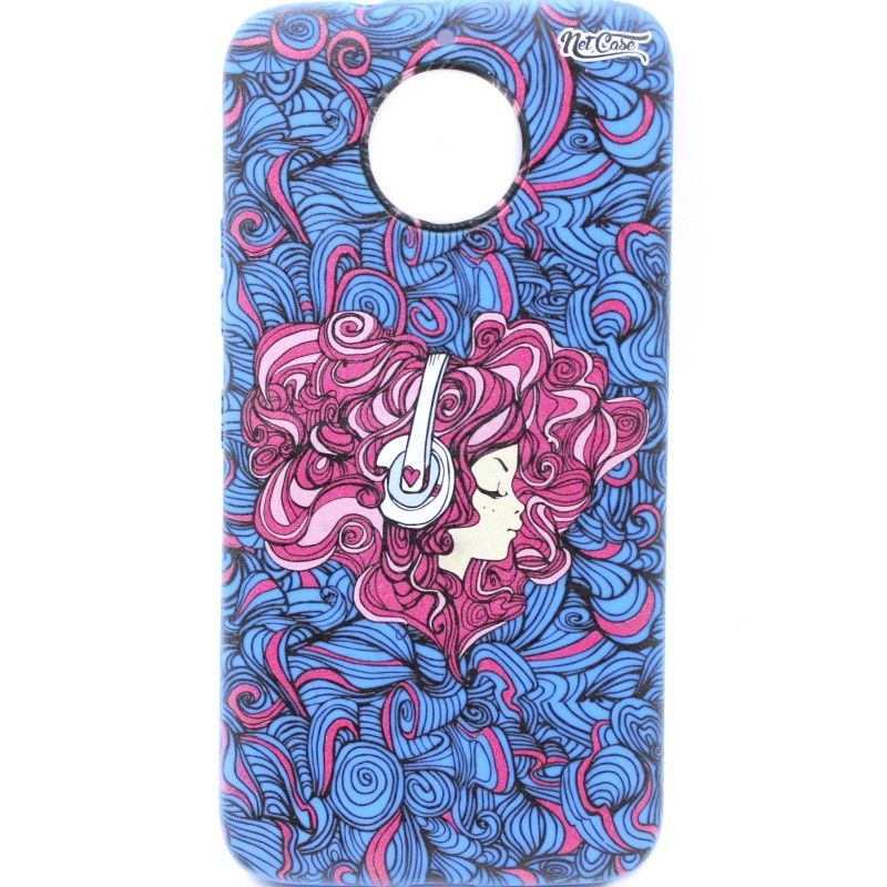 Capa Netcase Borracha para Motorola Moto G5S Plus - Girl DJ Azul