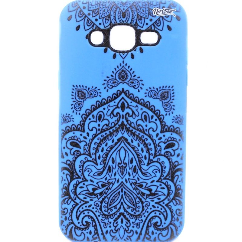 Capa Netcase Borracha para Samsung Galaxy J5 - Mandala Black & White Azul