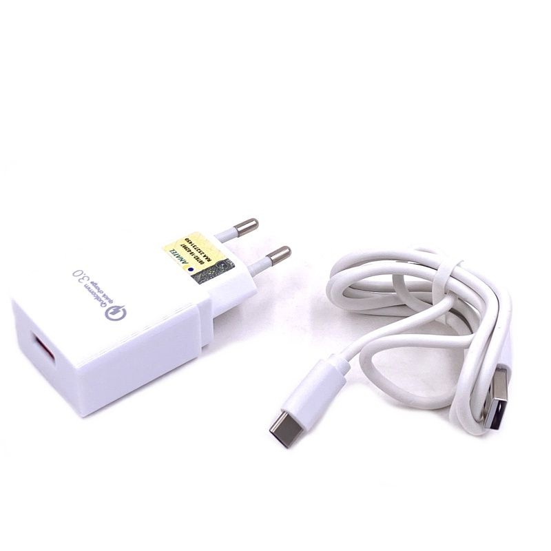 Kit Carregador de Parede Universal Usb Dual + Cabo Usb Type C Fancy FJ-02C - Branco