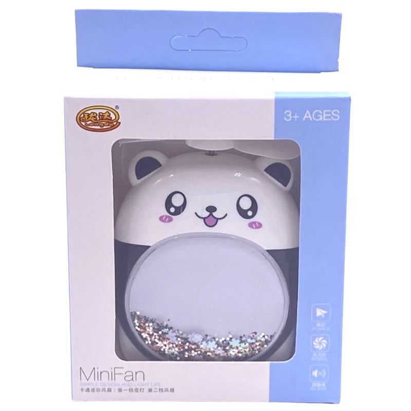 Mini Ventilador de Mesa C/ Glitter - Panda