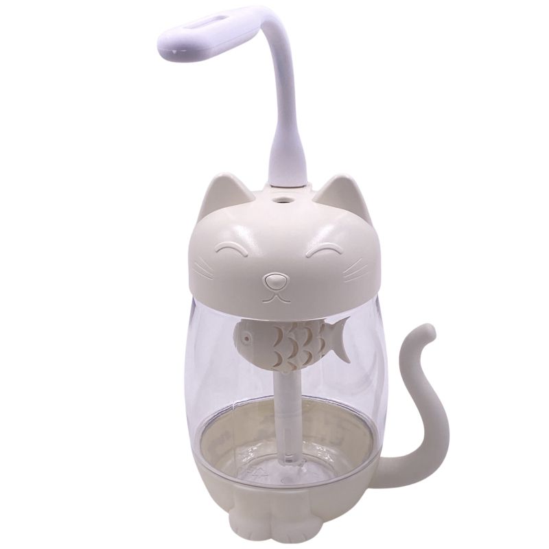 Umidificador e Aromatizador Usb Led/Ventilador - Kitty Humidifier 3in1 Jiaxi - Branco