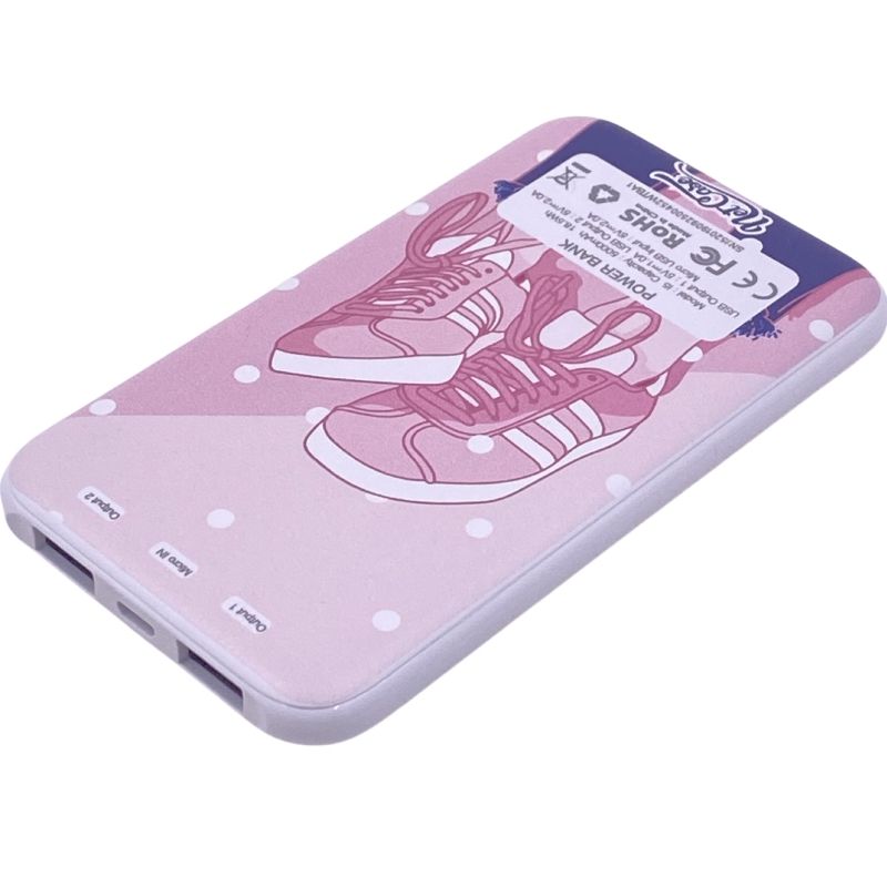 Bateria Extra Portátil Universal Power Bank I5 Dual Usb - 5000mAh - Pink Shoes