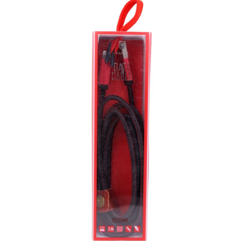 Cabo de Dados Fancy CA-H02I - Tipo Malha Trançada - Para Usb Lightning (IPhone) - Vermelho